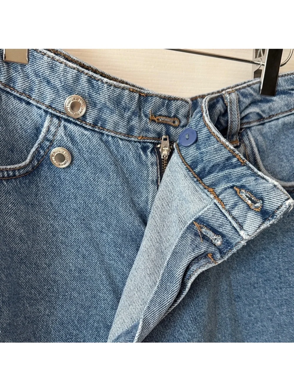 ZARA Denim Mini Skort in Medium Blue